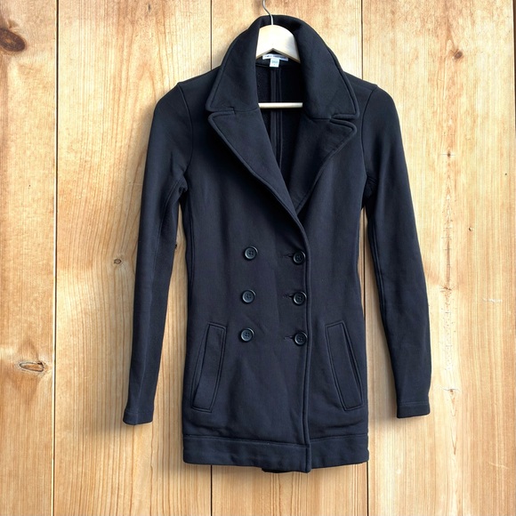 James Perse Double Breasted Black Coat Sz 1, Small - Picture 2 of 7